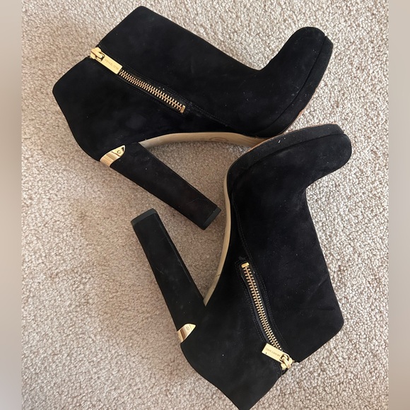 Michael Kors Women's Haven Boots Block Heel Hidden Platform Black Suede Sz 8.5 M - Picture 6 of 9